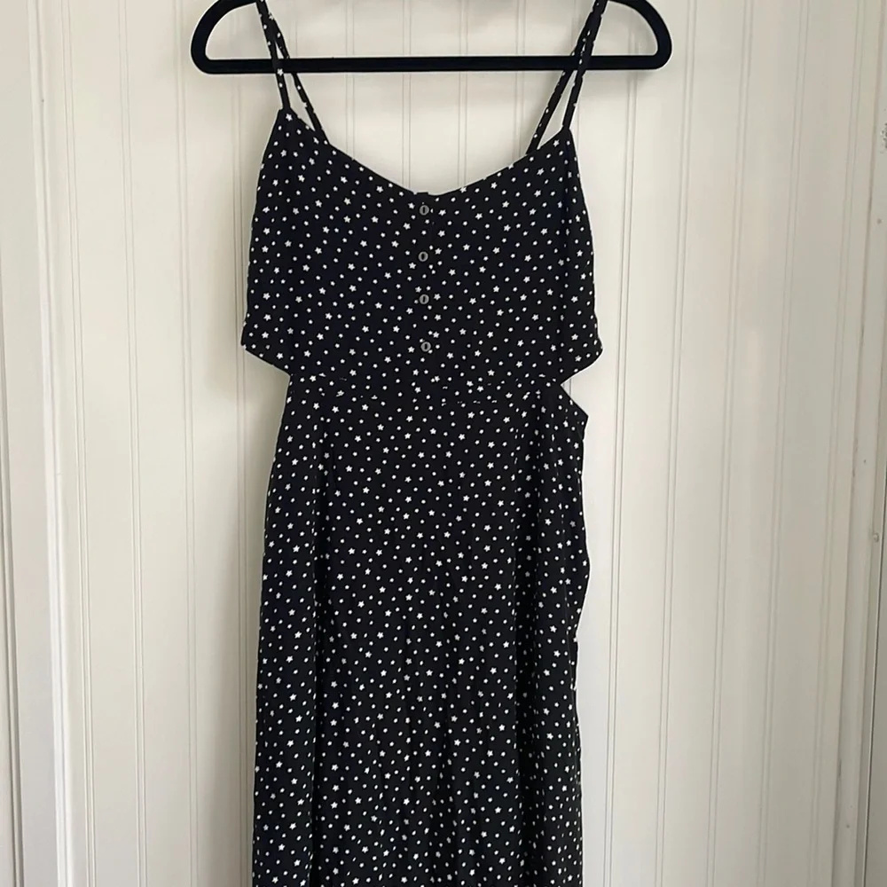 ABERCROMBIE AND FITCH black‎ maxi dress cut out sides NWT smocking pockets XST